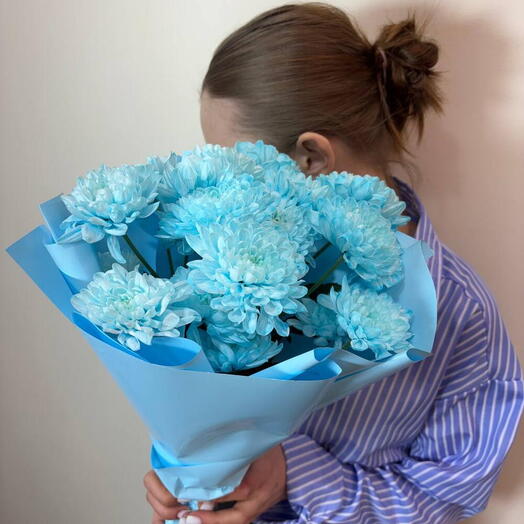 Букет - комплимент из 💙синих💙 хризантем