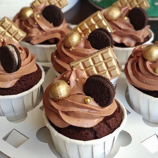 6pcs chocolate cupcakes with cherry filling