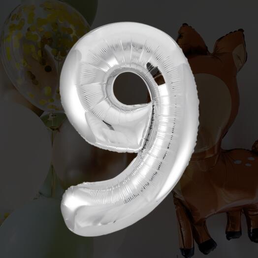 Шар-цифра "9" серебро