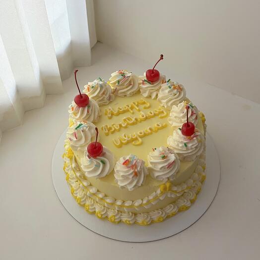 Торт Happy Birthday с рюшами