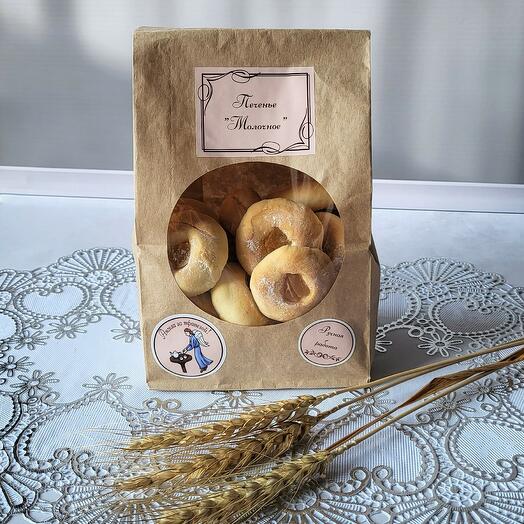 Milk cookies in a kraft bag