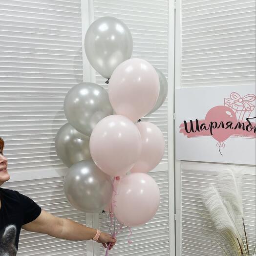 Bunch of Pink balloons with helium and 10 pcs processing