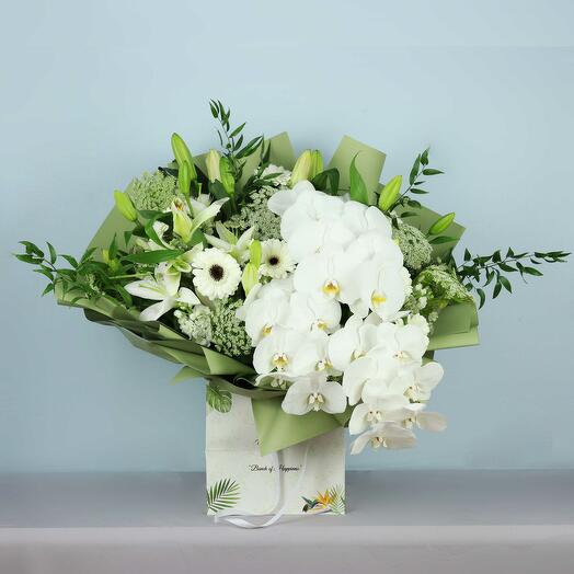 White Orchid Charm Bouquet