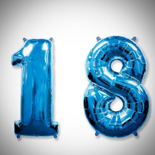 Гелиевые шары "18", цвет синий