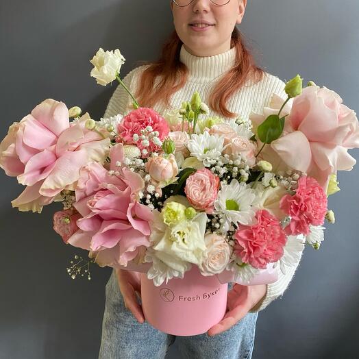 Премиум коробка с нежными цветами. Pink Collection. Размер XL