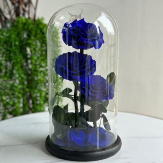 Artificial long life roses in Glass jar