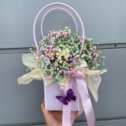 Гипсафила в сумочке с бабочкой 💝)