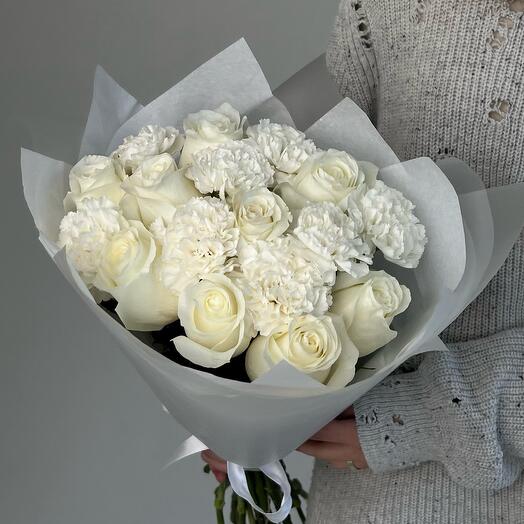Букет с диантусами и розой (13)