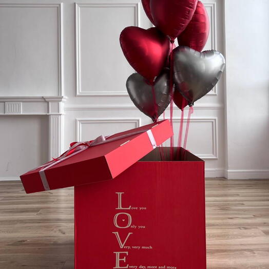 Подарочная коробка сюрприз с вылетающими шарами «Love you»
