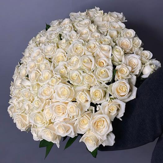 Bouquet of 101 white roses 50 cm