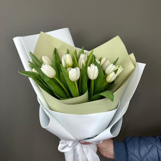 Монобукет из наипрекраснейших белых тюльпанов