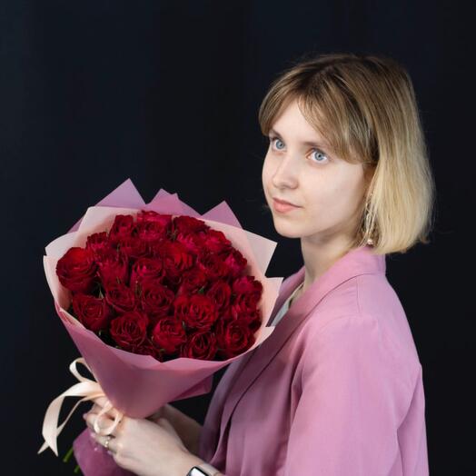 Bouquet of 25 red roses of Kenya 40cm