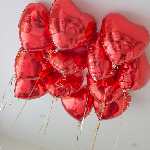 Red Heart Foil Helium Ceiling Balloons 25 PCS