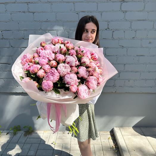 Шикарный букет из 51 нежного розового пиона😍