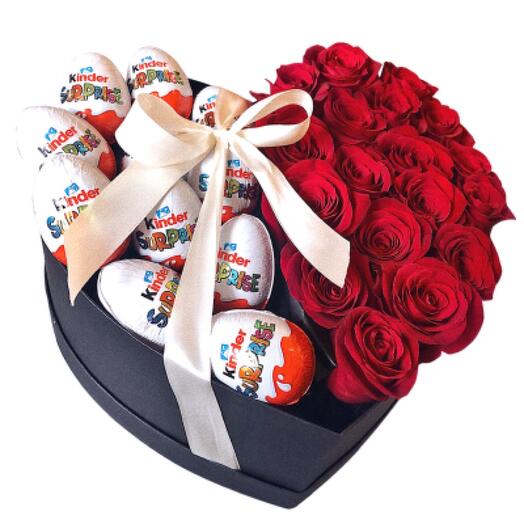 Roses and kinder surprises in a box