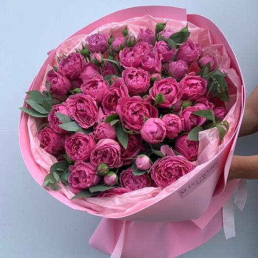 Кустовые пионовидные яркие розы моно 🌸