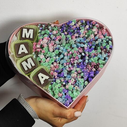 Сердце S " Мама" из гипсофилы