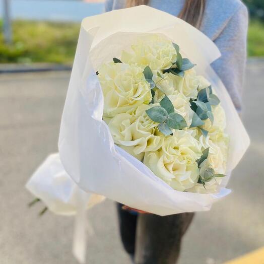 Нежный, воздушный букет из белой французской розы 🥰