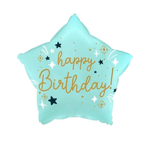 Воздушный шар с гелием, голубой Happy Birthday