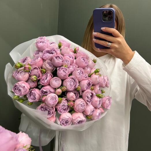 Премиум букет из пионовидных лавандовых роз💜