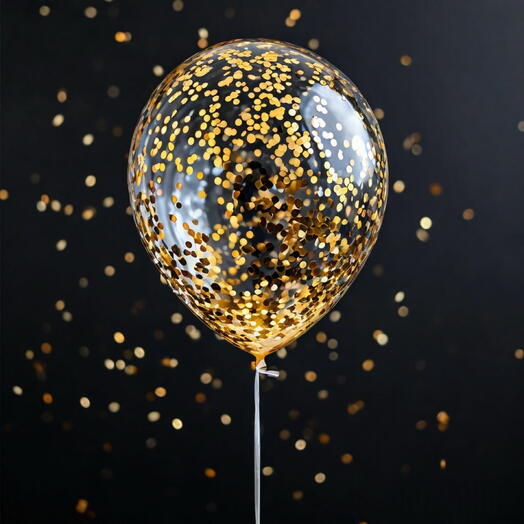 Латекс шар гелий 30см, золотое конфетти. Latex helium ballon 30sm, golden confetti