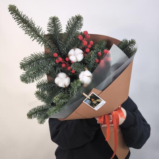 Букет нобилис с хлопком