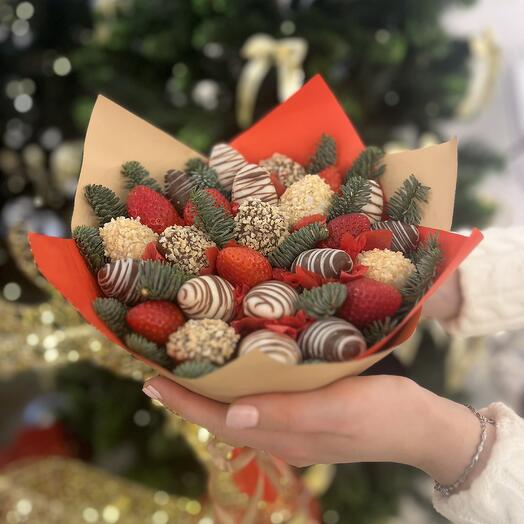 Букет из клубники в шоколаде Зимняя сказка