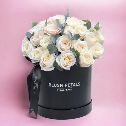 Pearl White Roses in Box