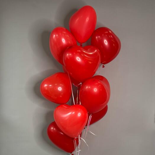 Букет шаров. Красное сердце 11 шт