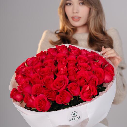 Монобукет из 51 красной розы