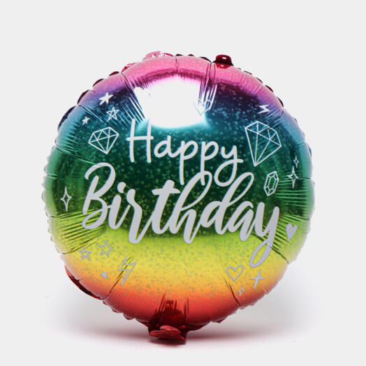Воздушный шар гелий С ДНЕМ РОЖДЕНИЯ радуга градиент. Helium foil balloon HAPPY BIRTHDAY rainbow