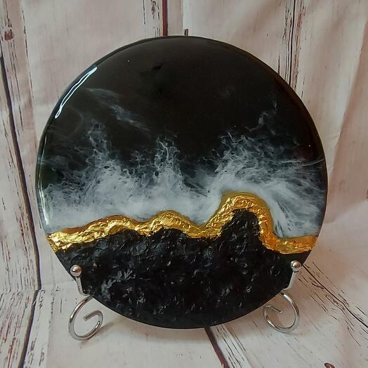 Круглая картина Чёрное море с поталью