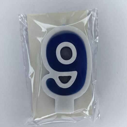 Цифра 9 синяя