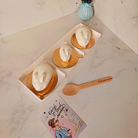 Муссовые пирожные кролик чизкейк, набор из 3х штук, подарок маме, чизкейк для мамы, десерт маме, подарок ребёнку, ассорти