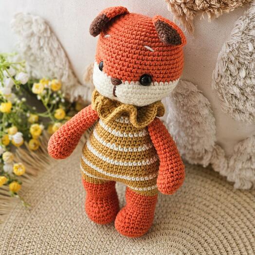 Вязаный лисёнок игрушка ручной работы