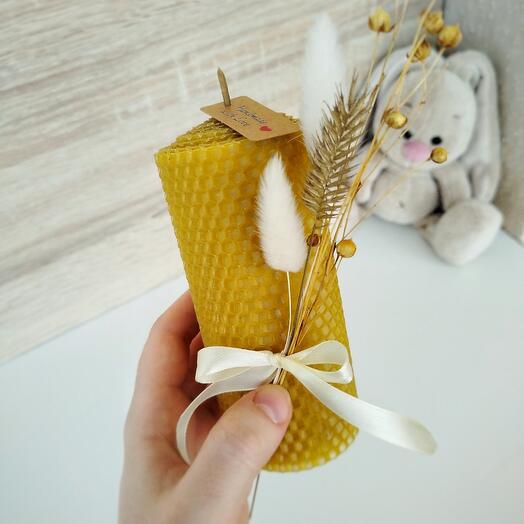 Свеча из натуральной вощины с мандарином (L)