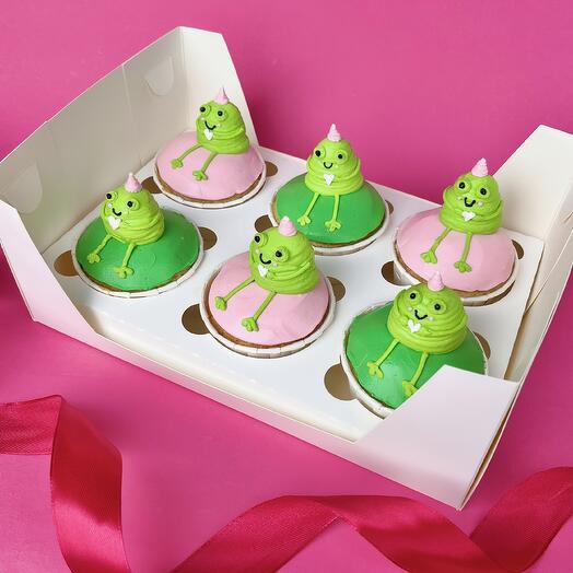 Капкейки с объемными лягушками 6 шт