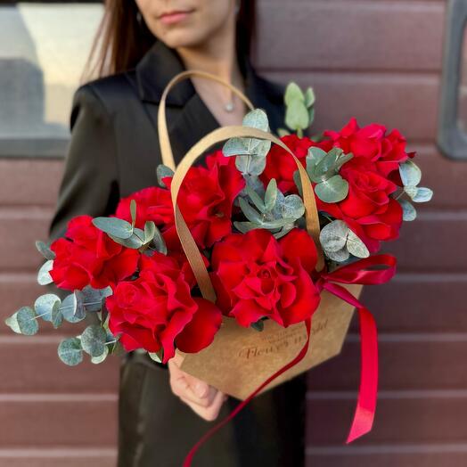 Сумочка| Красные Розы и эвкалипт