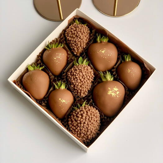 Fresas en chocolate belga con leche 9 piezas