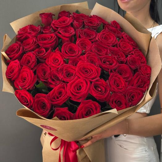 51 роза красная в крафте ♥️