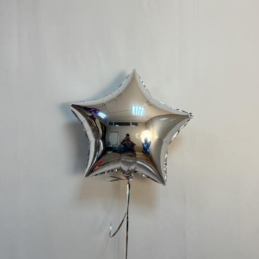 Шар с гелием, Звезда, Серебро