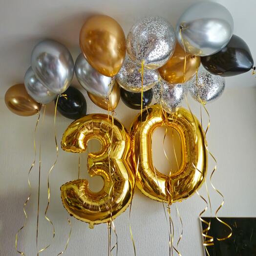 Набор шаров на юбилей 30 лет мужчины, женщины, парня, любимого, для босса-17шаров