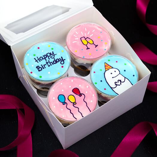 Трайфлы "Happy Birthday", цветные, набор 4 шт