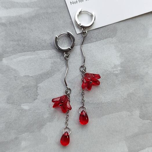 Серьги Красный лен mini