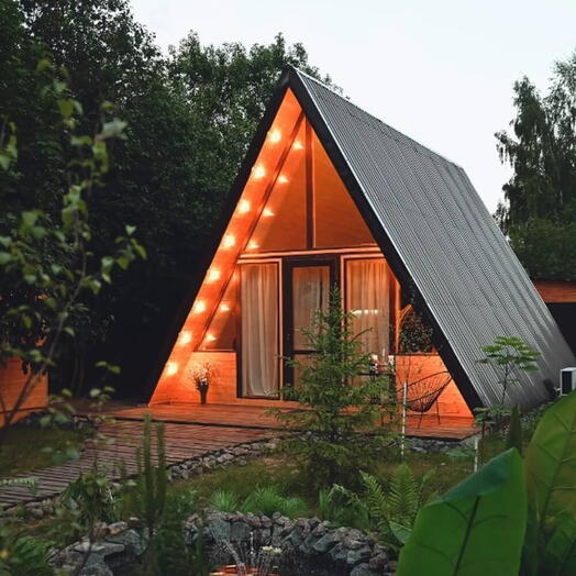 🎀Глэмпинг A-Frame Happy 2 участника Две ночи 💝