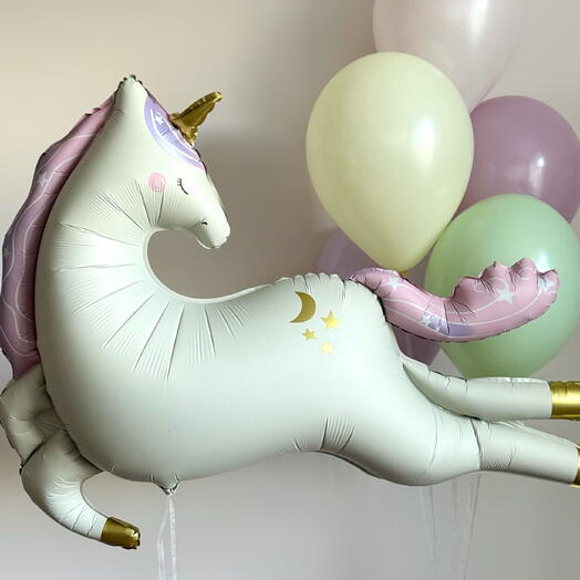 🦄 Набор «Единорог + 5 однотонных шаров»
