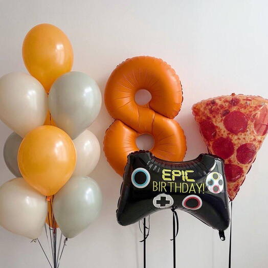 Game and Slice Celebration – Helium Balloon Set (13 balloons)