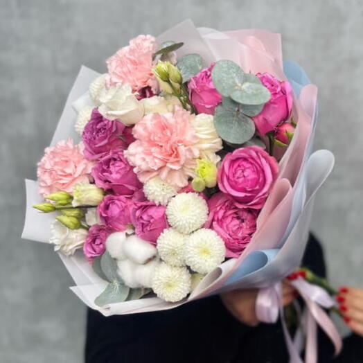 Букет сборный с пионовидными розами🩷 для любимой ♥️ на День рождение 🌸