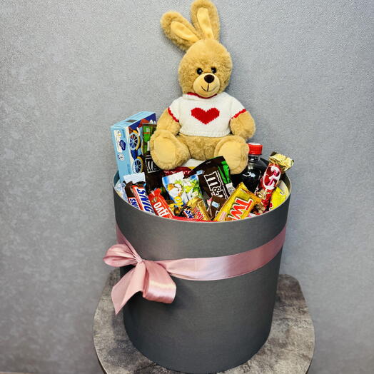 Мегасладкий подарок с шарами и плюшевым зайцем ️‍🔥️‍🔥️‍🔥 для любимой