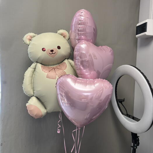 Набор шаров для любимых/шары девушке/шары любимой/шары на 14 февраля/ шары с мишкой/ шары на день влюбленных